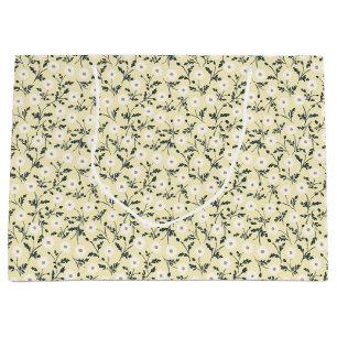 Whispering Meadow - Butter Yellow Floral Pattern Large Gift Bag