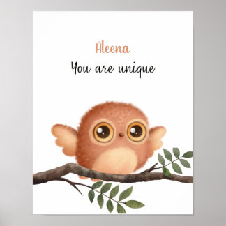 Whispering Owl Affirmations Customizable Poster