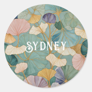 Whispering Pastel Gingko Classic Round Sticker