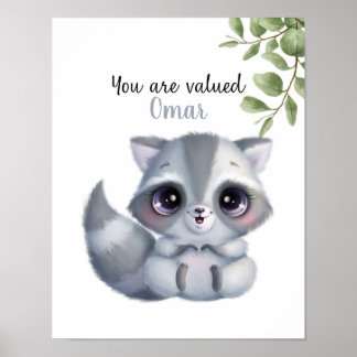 Whispering Raccoon Affirmations Customizable Poster