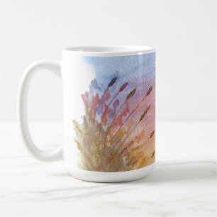 Whispering Reeds at Sunset - A Serene Watercolor M Coffee Mug