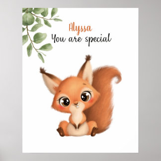 Whispering Squirrel Affirmations Customizable Poster
