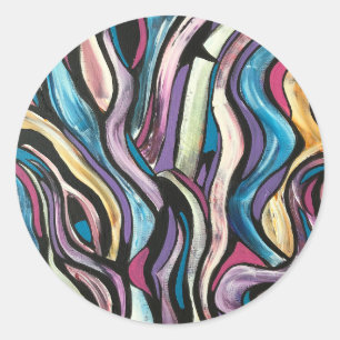 Whispering Tree-Hand Painted Abstract Brushstrokes Classic Round Sticker