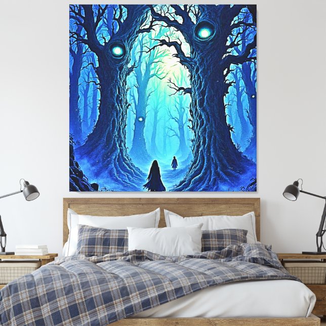 Whispering Woods Dark Fantasy Canvas Print (Insitu(Bedroom))