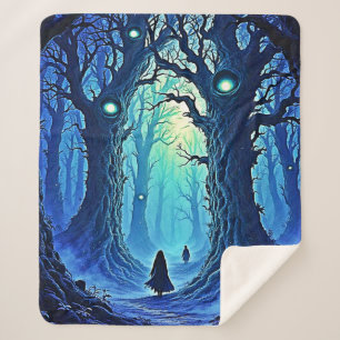 Whispering Woods Dark Fantasy Sherpa Blanket