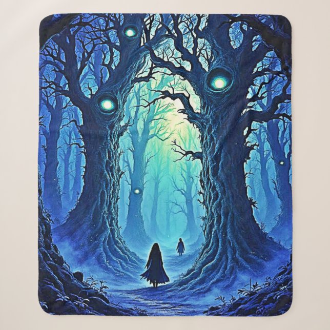 Whispering Woods Dark Fantasy Sherpa Blanket (Front)