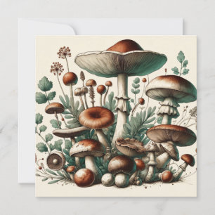 Whispering Woods: Seamless Mushroom Pattern Collec Invitation