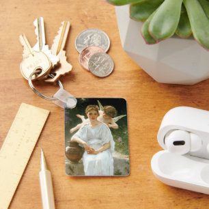 Whisperings of Love, First Reverie by Bouguereau Keychain