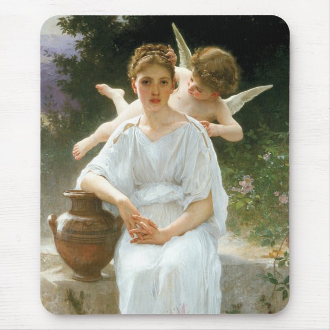Whisperings of Love, First Reverie by Bouguereau Mouse Pad (Front)