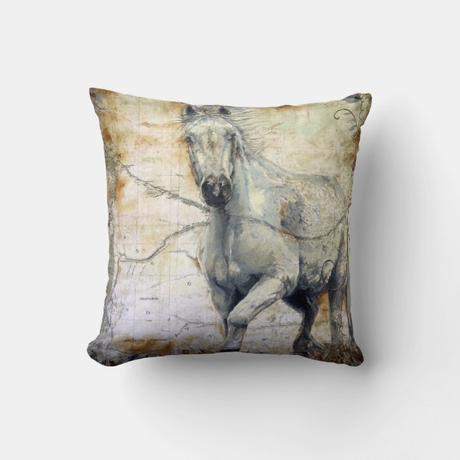 Whispers Across the Steppe Throw Pillow (Front)