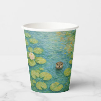 Whispers by the Lily Pond – Playful Otter Paper Cups