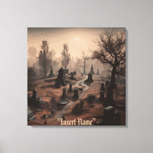 Whispers in the Dark: Terrifying Cemetery Ambience Canvas Print