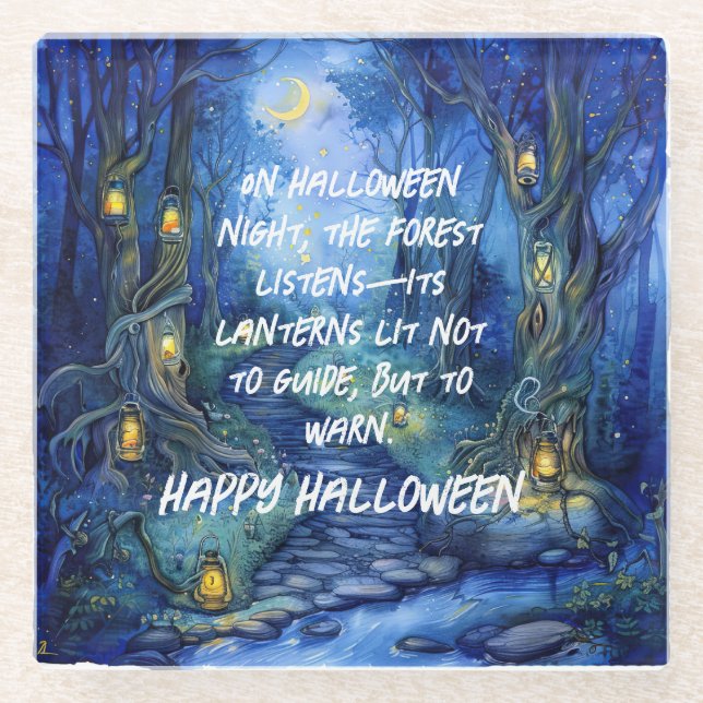 Whispers in the Hollow – The Lantern Path Glass Coaster (Front)
