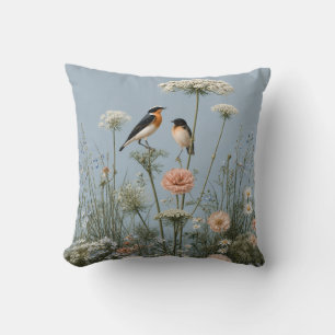 Whispers in the Meadow Powder Blue Throw Pillow