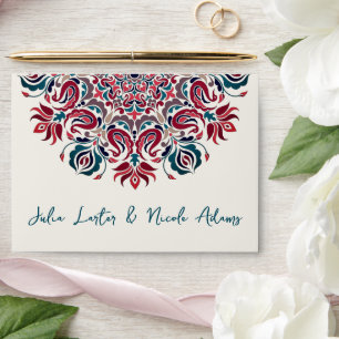 Whispers Lake Swan Lotus Flowers Mandala Wedding Envelope