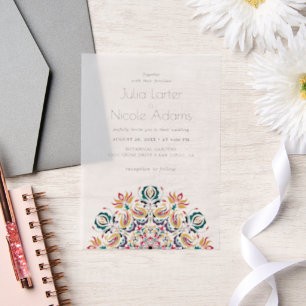 Whispers Lake Swan Lotus Flowers Mandala Wedding Vellum Invitations