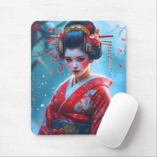 Whispers of a Crimson Maiko Mouse Pad