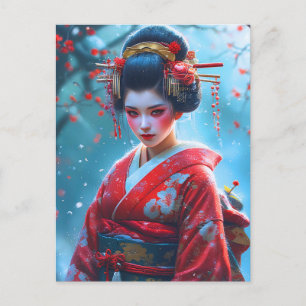 Whispers of a Crimson Maiko Postcard