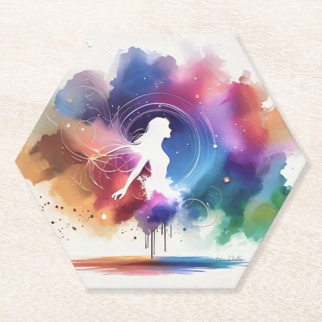 Whispers of a Rainbow Soul Paper Coaster (Front)