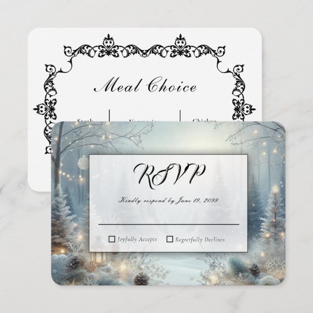 Whispers of a Winter Solstice Wedding RSVP Card (Front/Back)