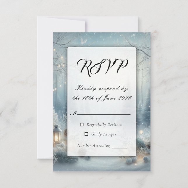 Whispers of a Winter Solstice Wedding RSVP Card (Front)