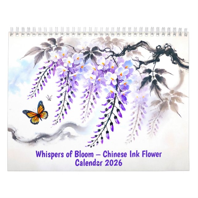 Whispers of Bloom Chinese Ink Flower Calendar 2026 (Cover)
