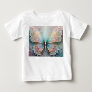 Whispers of Color: Pastel Fractal Butterfly Dream Baby T-Shirt