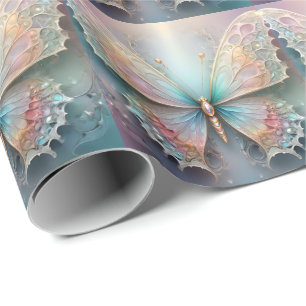 Whispers of Color: Pastel Fractal Butterfly Dream Wrapping Paper