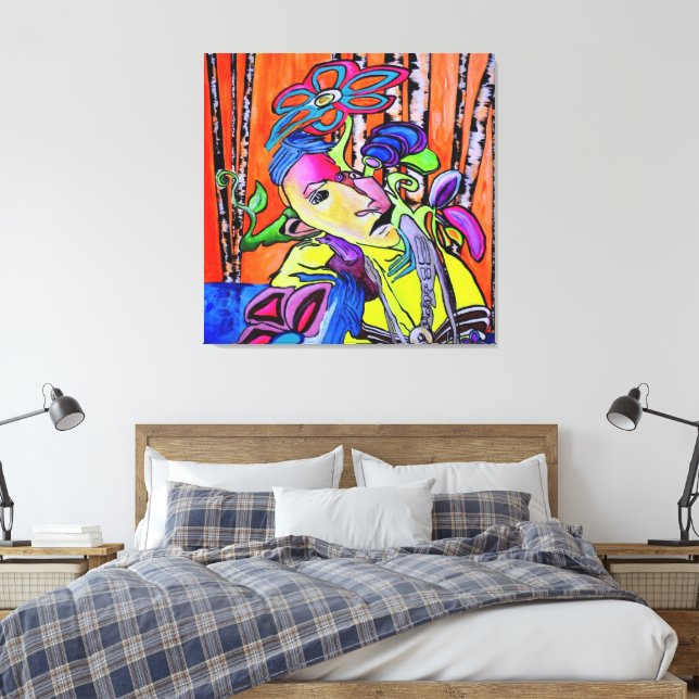 Whispers of Colours – Southwest Cubist Painting Canvas Print (Insitu(Bedroom))
