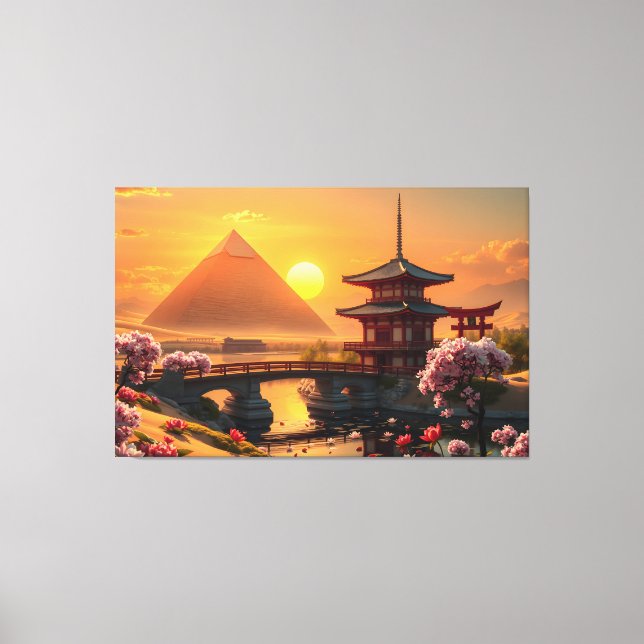 Whispers of Eternity: Sakura Bridge Canvas Print (Front)