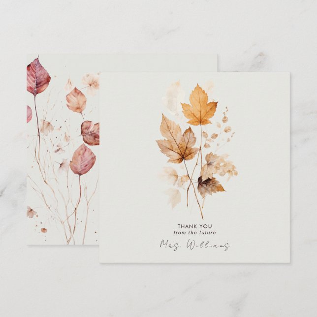 Whispers of Fall Bridal Shower Cream Thank You (Front/Back)