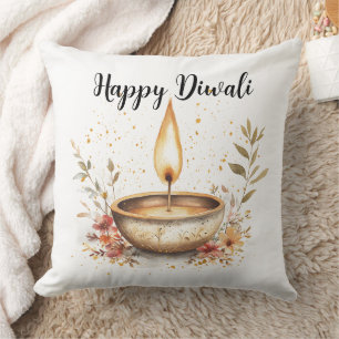 Whispers of Flame, Diwali Throw Pillow