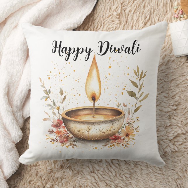 Whispers of Flame, Diwali Throw Pillow (Blanket)