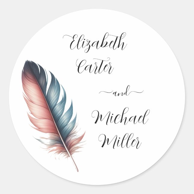 Whispers of Grace Feathered Elegance Minimalism Classic Round Sticker (Front)