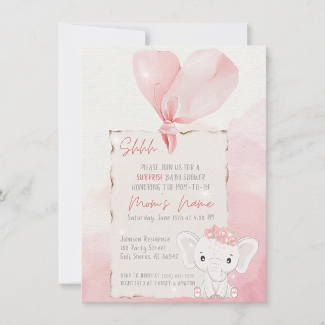 Whispers of Joy: A Surprise Baby Shower Awaits Invitation (Front)