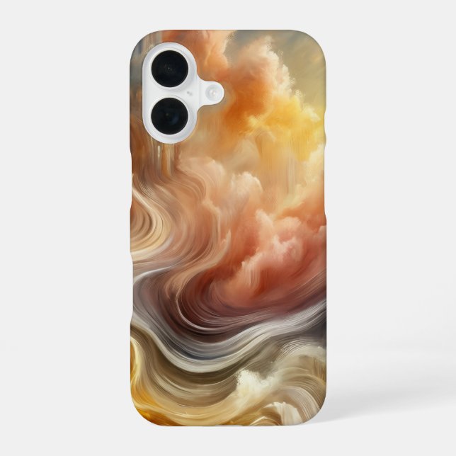  Whispers of Light Golden Abstract Cloud Flow iPhone 16 Case (Back)