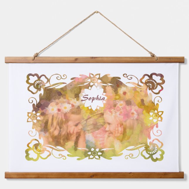 Whispers of Magic: Two Fairy Friends in a Garden Hanging Tapestry (Front)