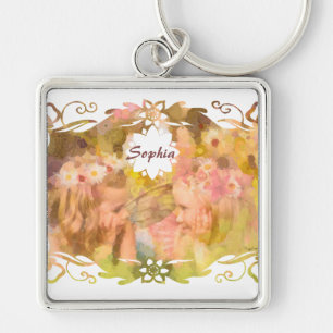 Whispers of Magic: Two Fairy Friends in a Garden Keychain