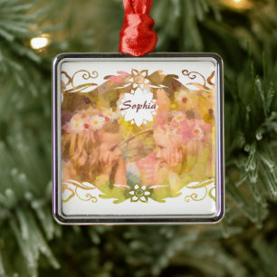 Whispers of Magic: Two Fairy Friends in a Garden Metal Ornament