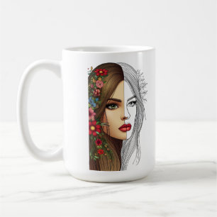 Whispers of Nature – Feminine Beauty in Bloom Coffee Mug