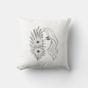 Whispers of Nature – Feminine Beauty in Bloom Throw Pillow