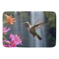 "Whispers of Nature: Hummingbird, Waterfall