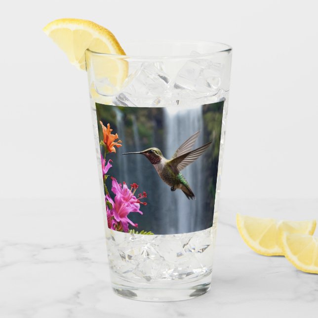 "Whispers of Nature: Hummingbird, Waterfall Glass (Front Ice)