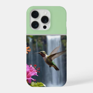 "Whispers of Nature: Hummingbird, Waterfall,  iPhone 15 Pro Case