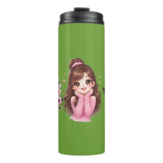 Whispers of Paris Petals Over the Eiffel A Butterf Thermal Tumbler (Front)