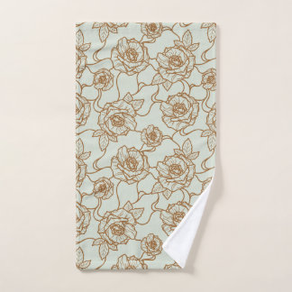 Whispers of Rose, Elegant Line Art Floral Pattern Hand Towel