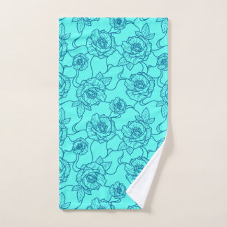 Whispers of Rose, Elegant Line Art Floral Pattern Hand Towel