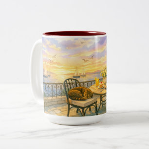 Whispers of Sage  Vintage Sealife   Two-Tone Coffee Mug