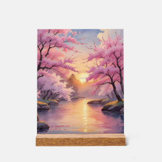 Whispers of Sakura at Sunset Acrylic Sign