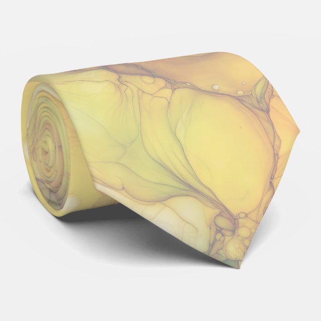 Whispers of Silk Dreamy Organic Shapes in Yellow  Tie (Rolled)